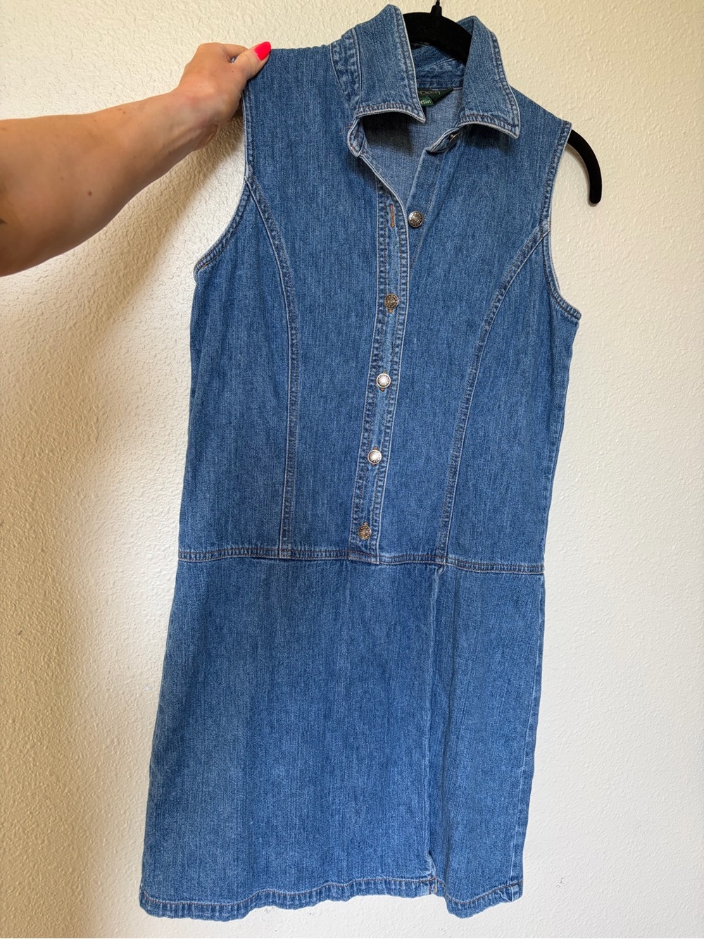 Bushwacker Vintage Sleeveless Denim Shirt Dress - Blue
